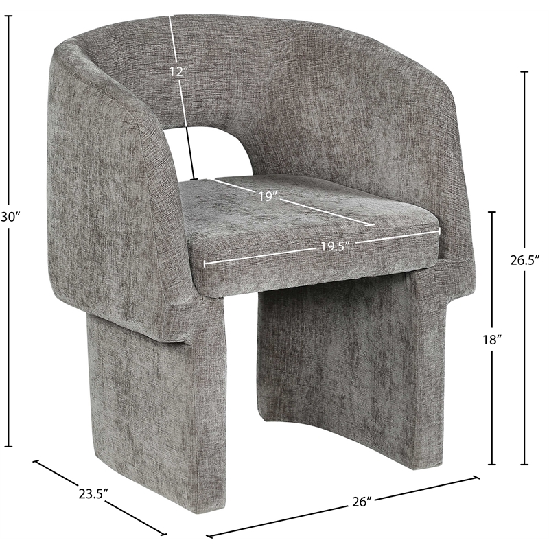 Meridian Furniture Emmet Grey Chenille Fabric Dining Chair / Accent Chair