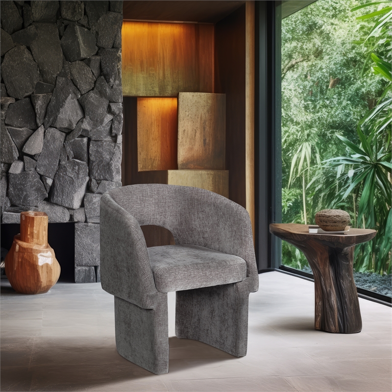 Meridian Furniture Emmet Grey Chenille Fabric Dining Chair / Accent Chair