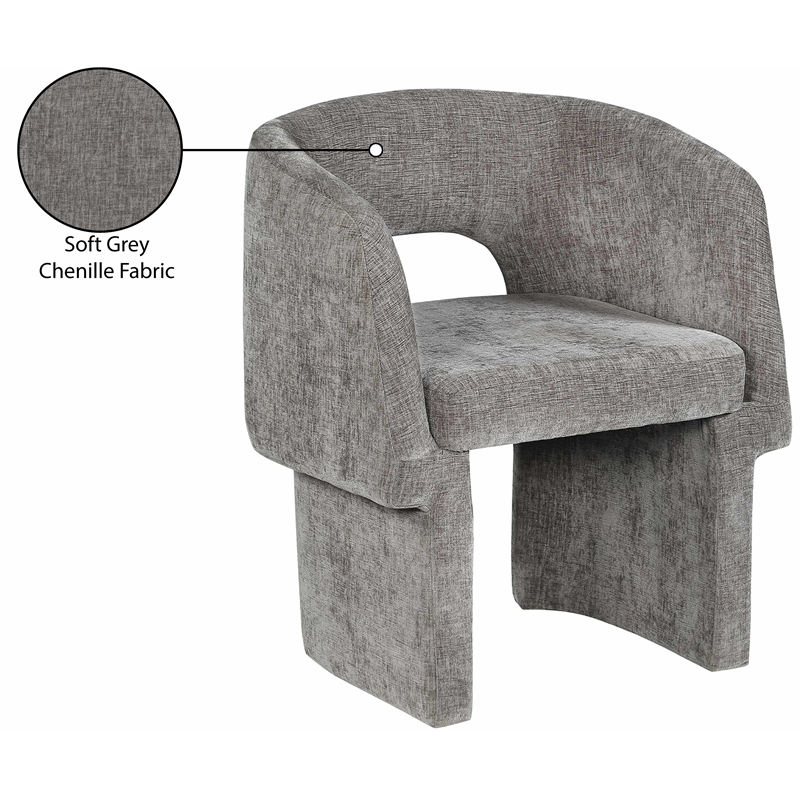 Meridian Furniture Emmet Grey Chenille Fabric Dining Chair / Accent Chair
