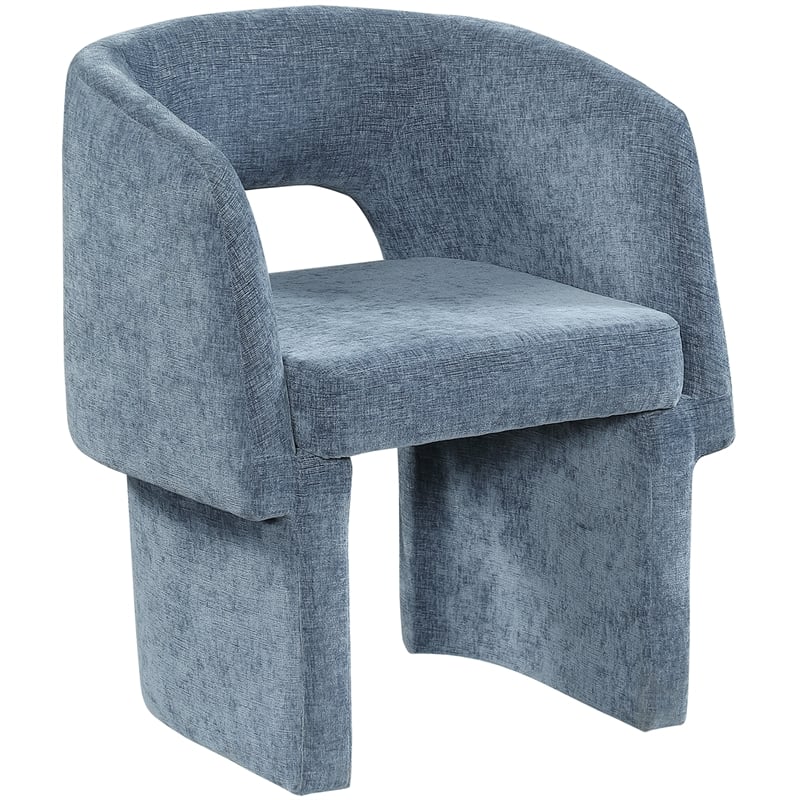 Meridian Furniture Emmet Light Blue Chenille Fabric Dining Chair / Accent Chair