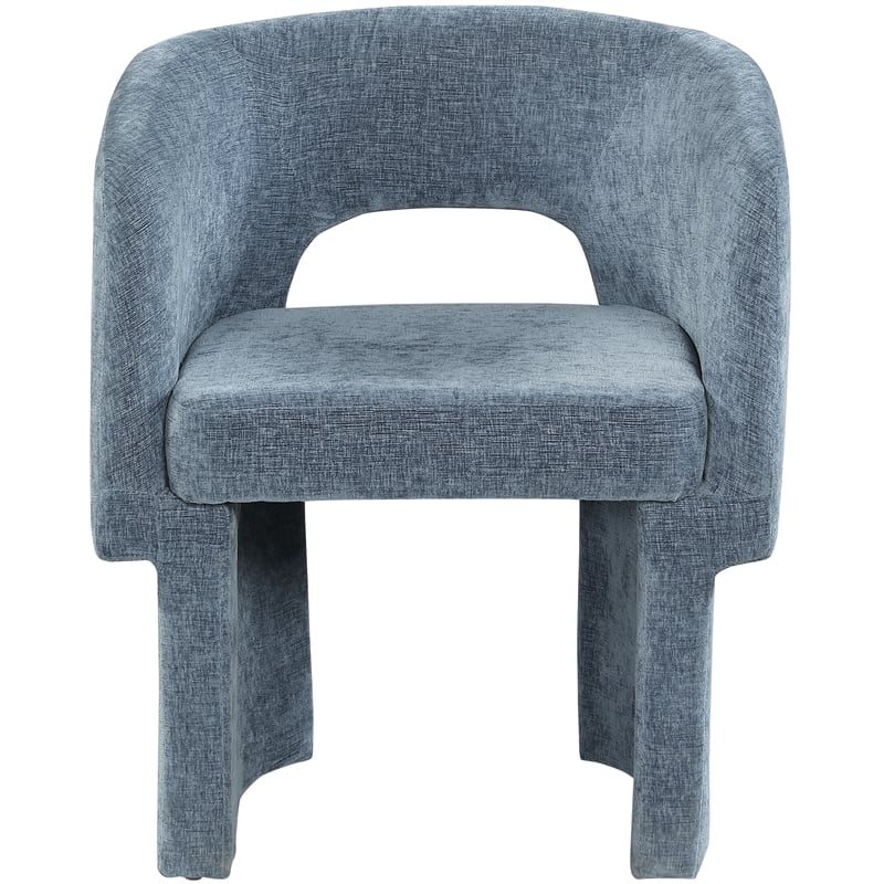 Meridian Furniture Emmet Light Blue Chenille Fabric Dining Chair / Accent Chair