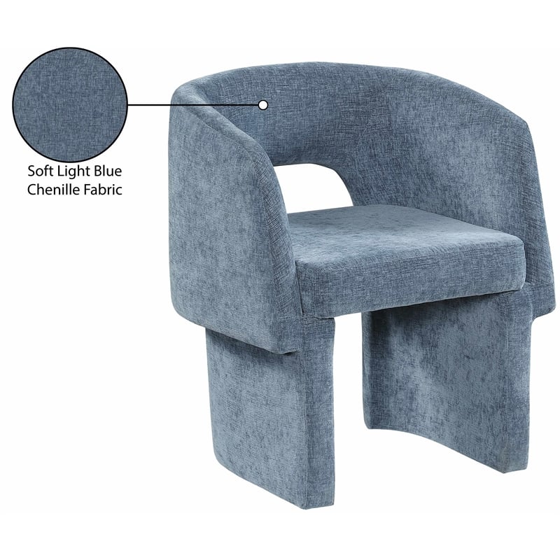 Meridian Furniture Emmet Light Blue Chenille Fabric Dining Chair / Accent Chair