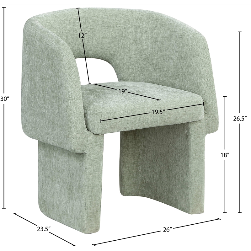 Meridian Furniture Emmet Mint Chenille Fabric Dining Chair / Accent Chair