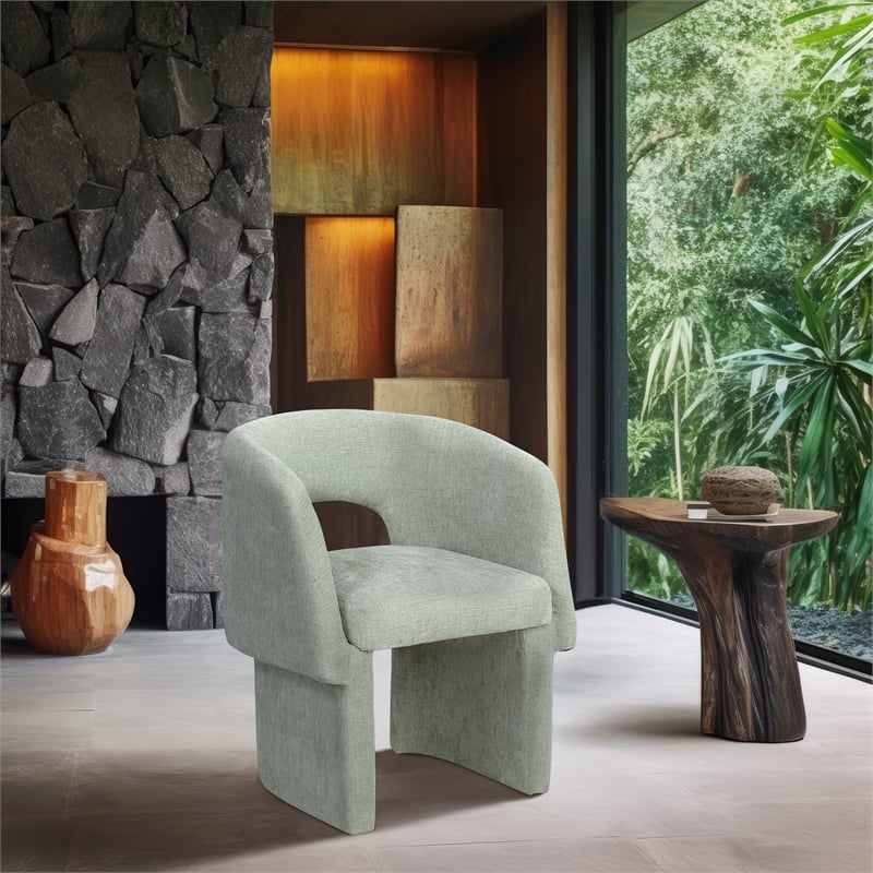 Meridian Furniture Emmet Mint Chenille Fabric Dining Chair / Accent Chair