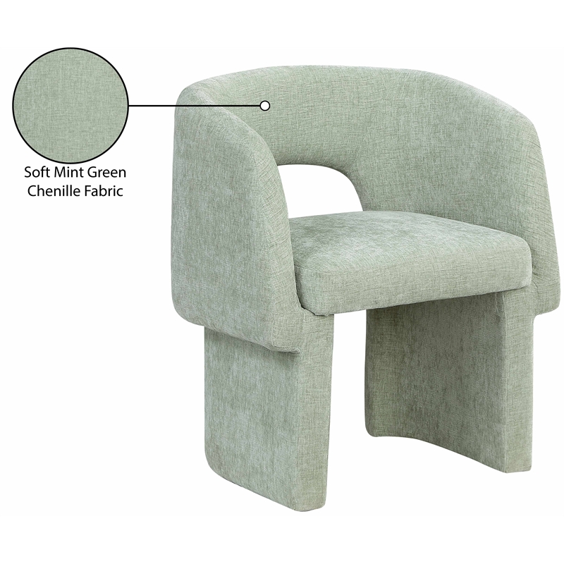 Meridian Furniture Emmet Mint Chenille Fabric Dining Chair / Accent Chair