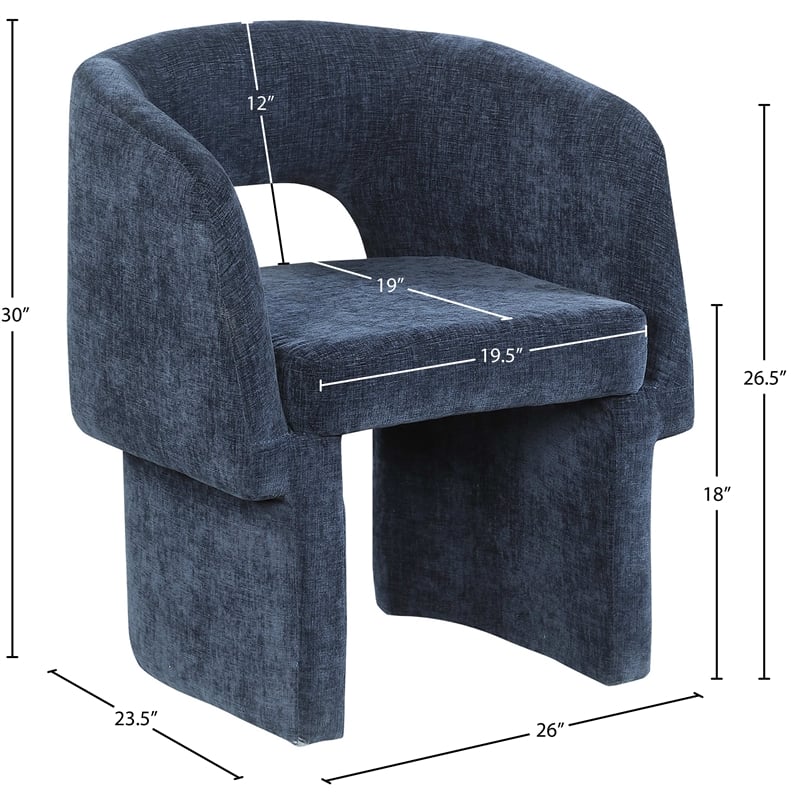 Meridian Furniture Emmet Navy Chenille Fabric Dining Chair / Accent Chair