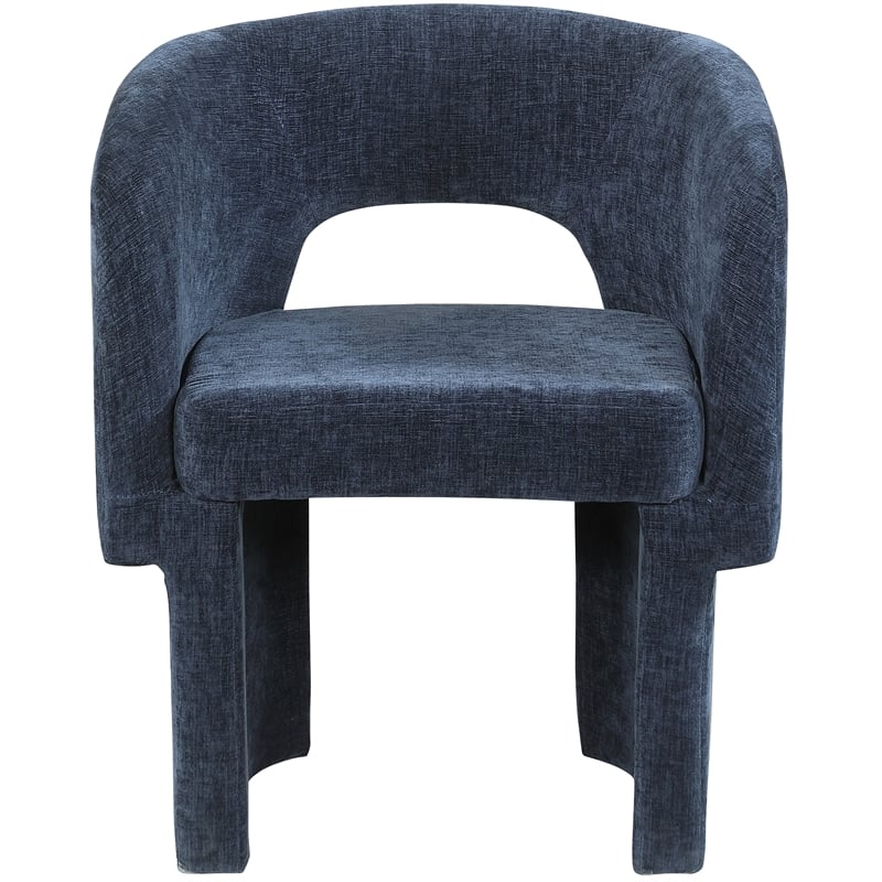 Meridian Furniture Emmet Navy Chenille Fabric Dining Chair / Accent Chair