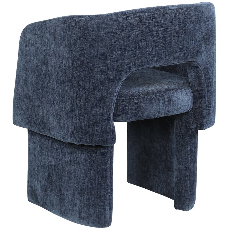 Meridian Furniture Emmet Navy Chenille Fabric Dining Chair / Accent Chair