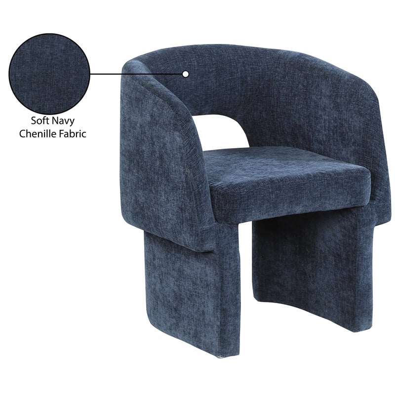 Meridian Furniture Emmet Navy Chenille Fabric Dining Chair / Accent Chair