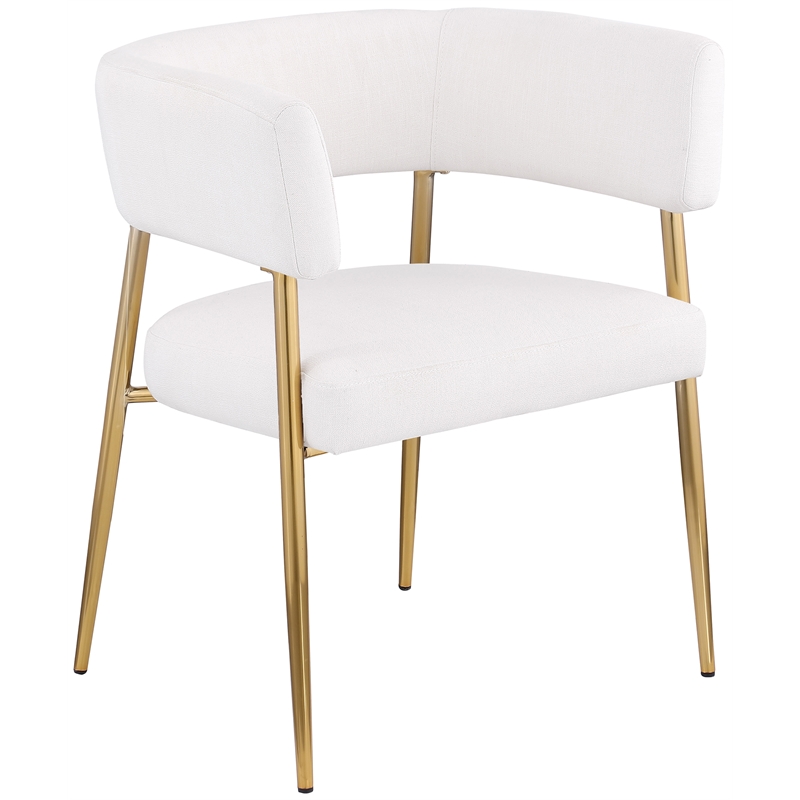 Meridian Furniture Creston Cream Durable Linen Textured Fabric Dining Chair