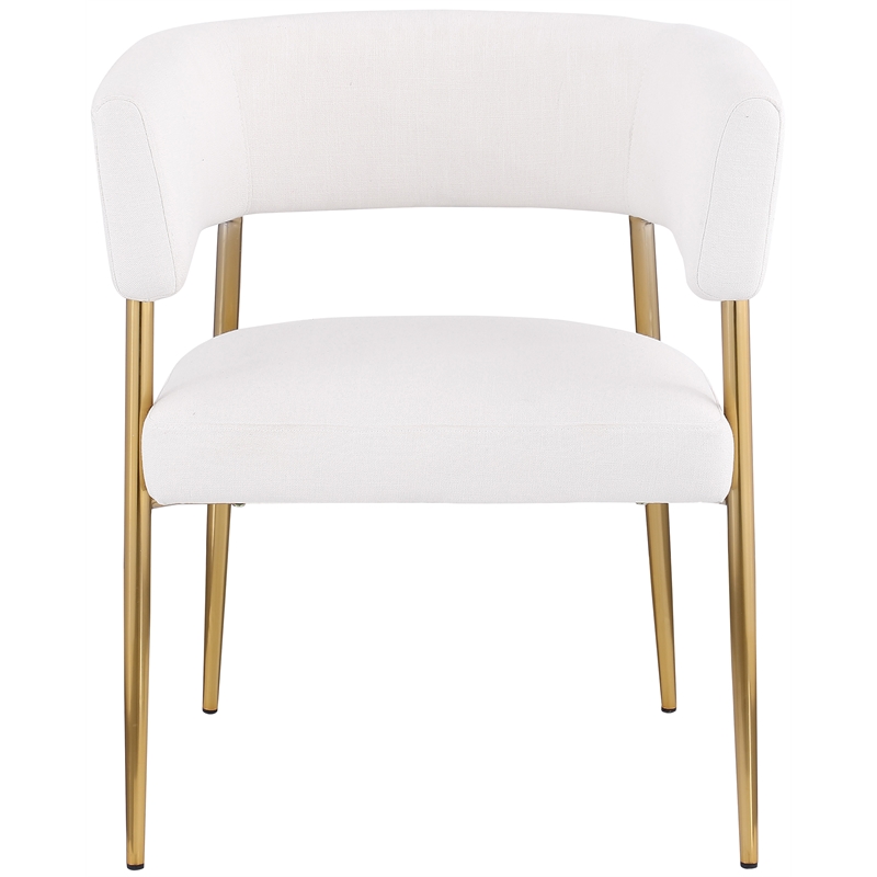 Meridian Furniture Creston Cream Durable Linen Textured Fabric Dining Chair