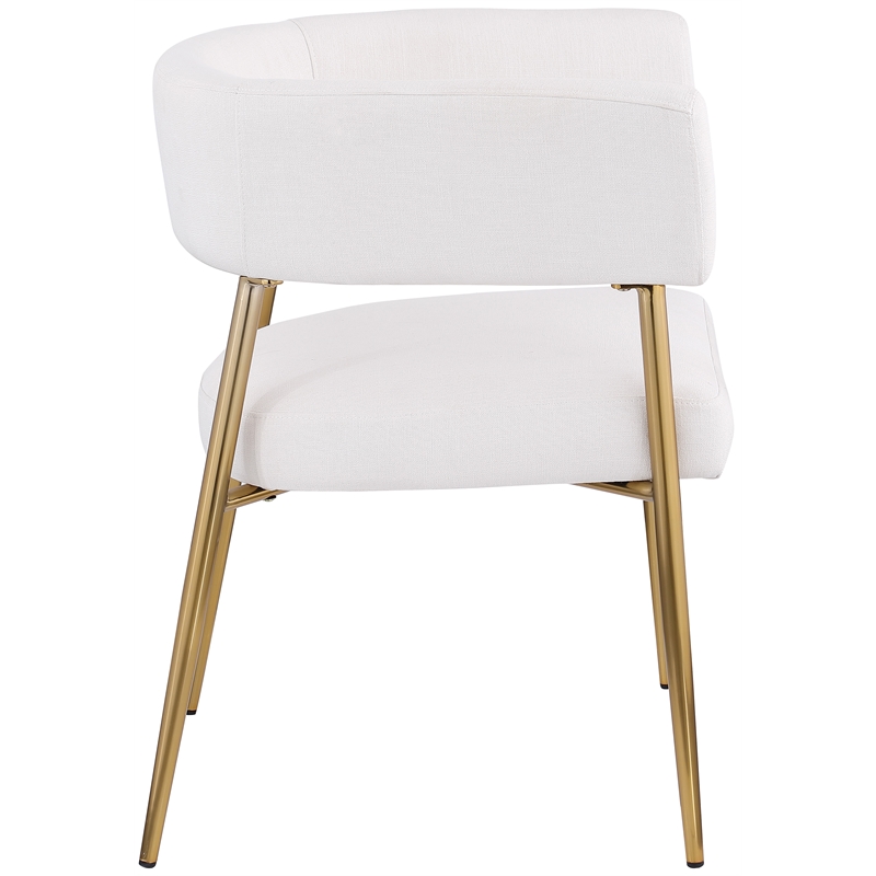 Meridian Furniture Creston Cream Durable Linen Textured Fabric Dining Chair