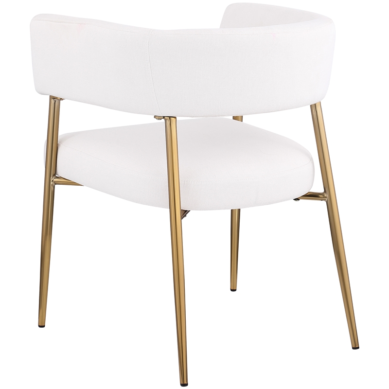 Meridian Furniture Creston Cream Durable Linen Textured Fabric Dining Chair