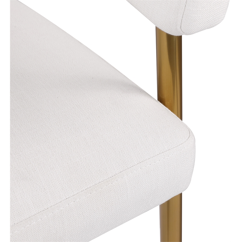 Meridian Furniture Creston Cream Durable Linen Textured Fabric Dining Chair