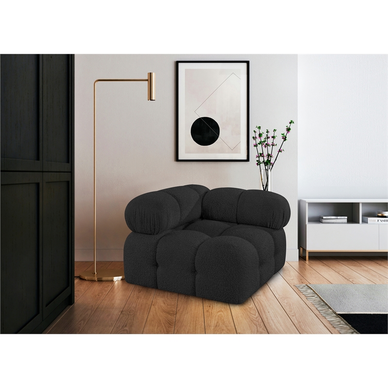 Meridian Furniture Ames Black Boucle Fabric Corner