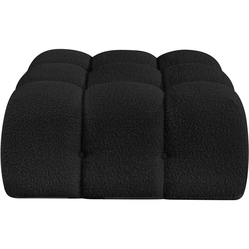 Meridian Furniture Ames Black Boucle Fabric Ottoman