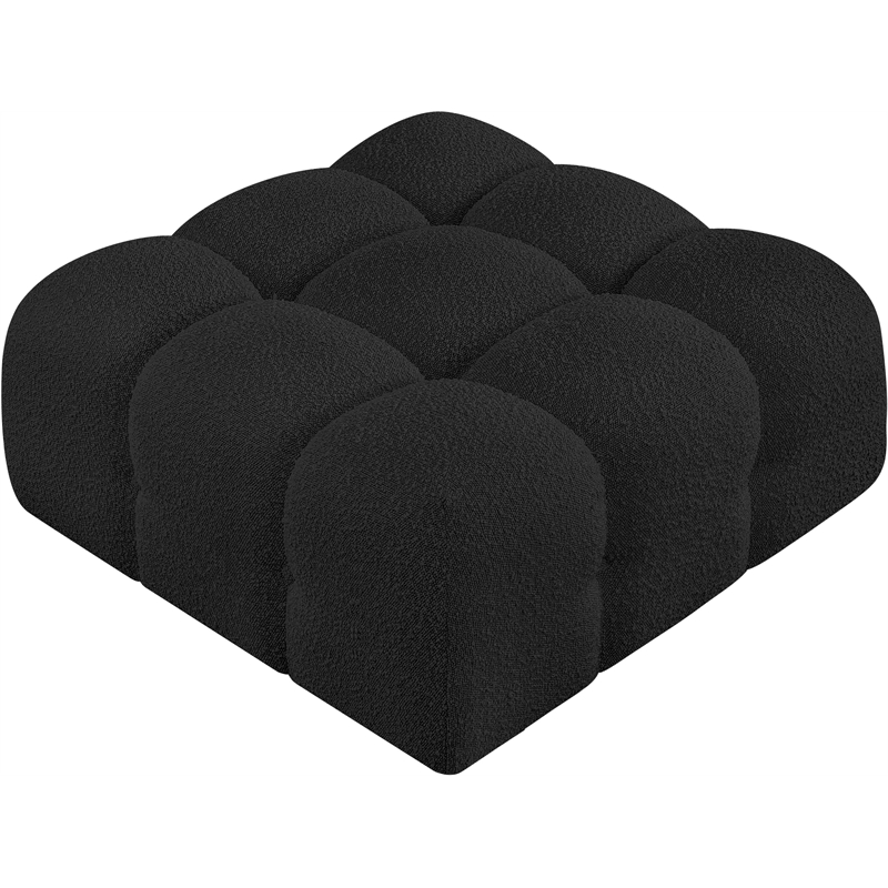 Meridian Furniture Ames Black Boucle Fabric Ottoman