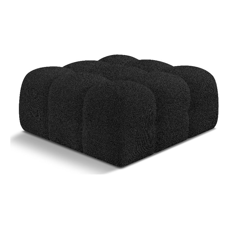 Meridian Furniture Ames Black Boucle Fabric Ottoman