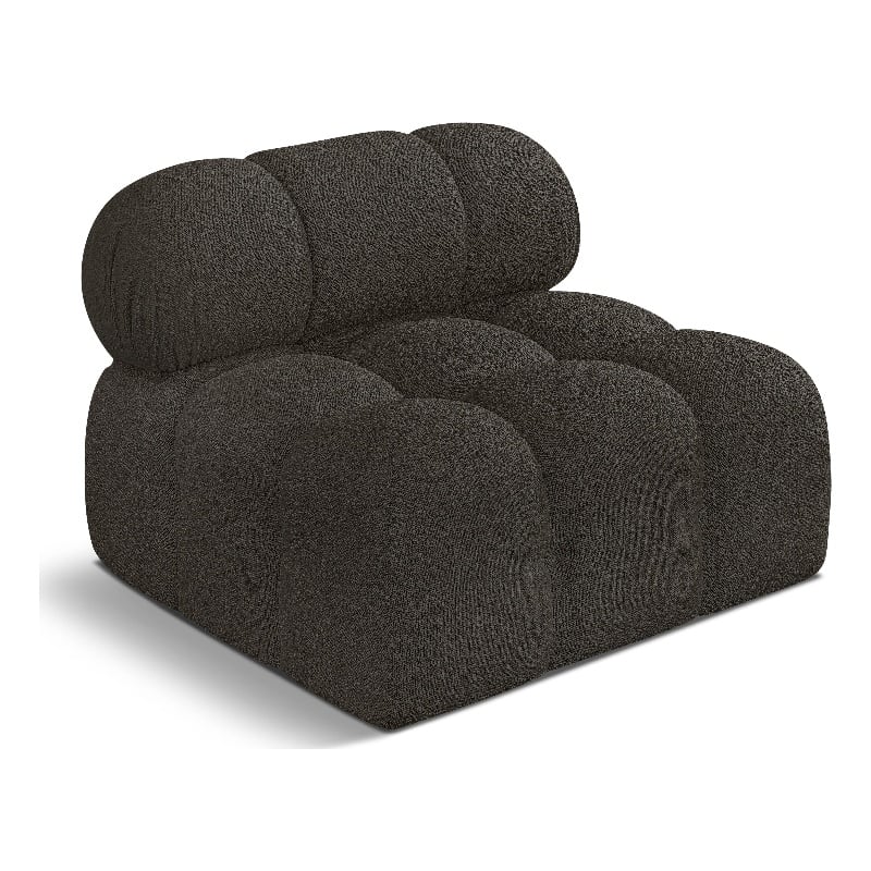 Meridian Furniture Ames Brown Boucle Fabric Armless