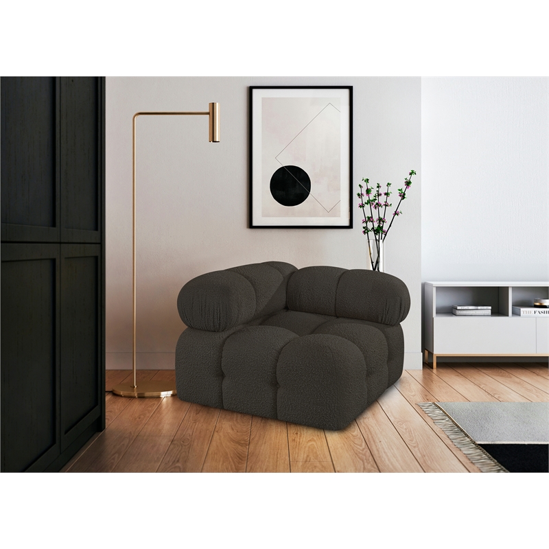 Meridian Furniture Ames Brown Boucle Fabric Corner