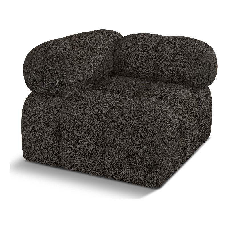 Meridian Furniture Ames Brown Boucle Fabric Corner