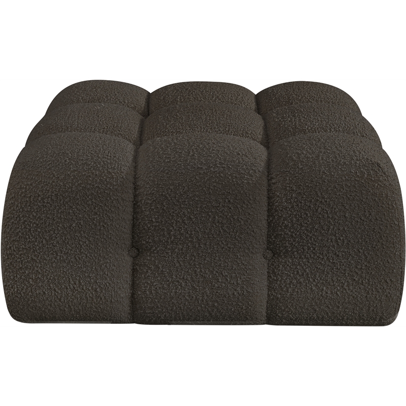 Meridian Furniture Ames Brown Boucle Fabric Ottoman