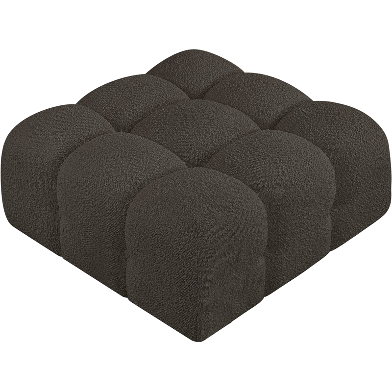 Meridian Furniture Ames Brown Boucle Fabric Ottoman