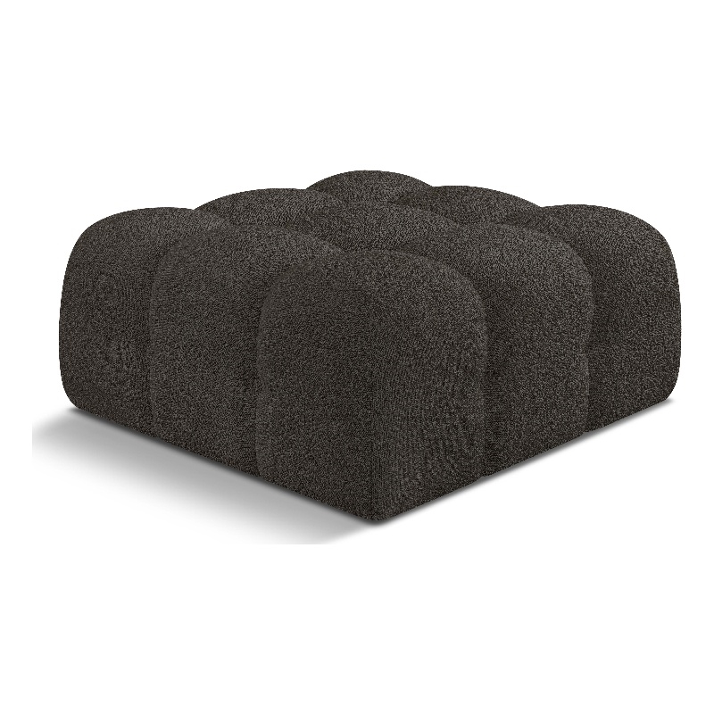 Meridian Furniture Ames Brown Boucle Fabric Ottoman