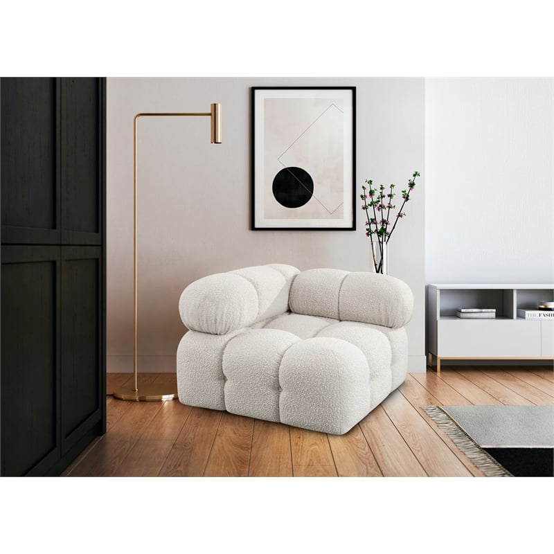 Meridian Furniture Ames Cream Boucle Fabric Corner
