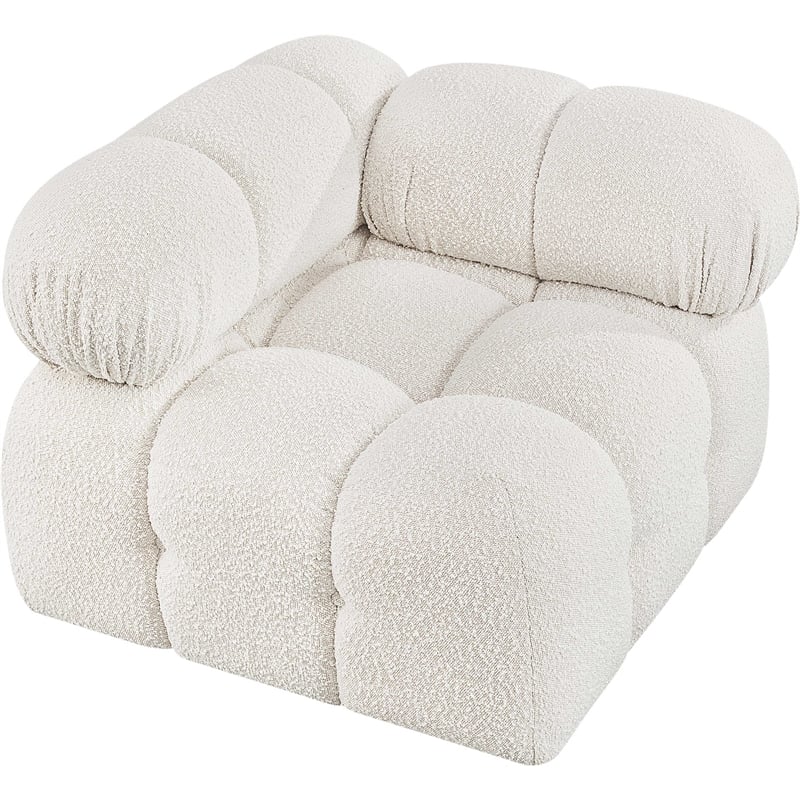 Meridian Furniture Ames Cream Boucle Fabric Corner