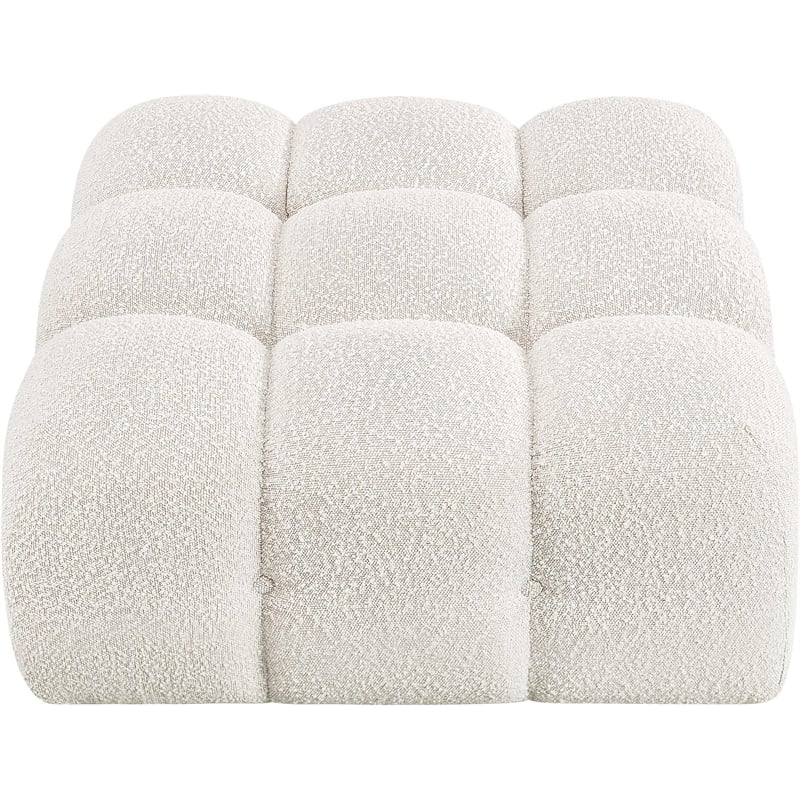 Meridian Furniture Ames Cream Boucle Fabric Ottoman