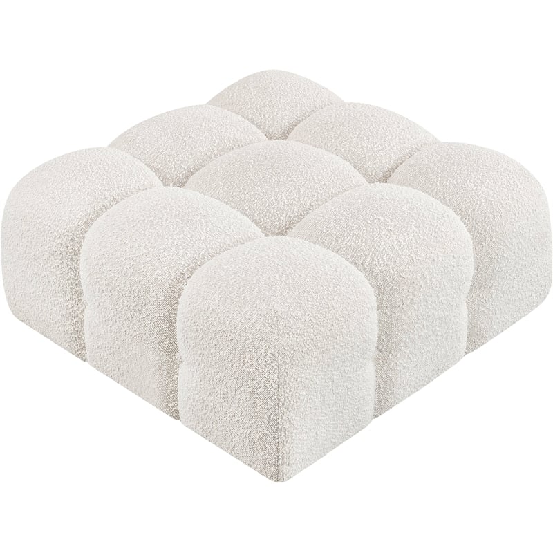 Meridian Furniture Ames Cream Boucle Fabric Ottoman