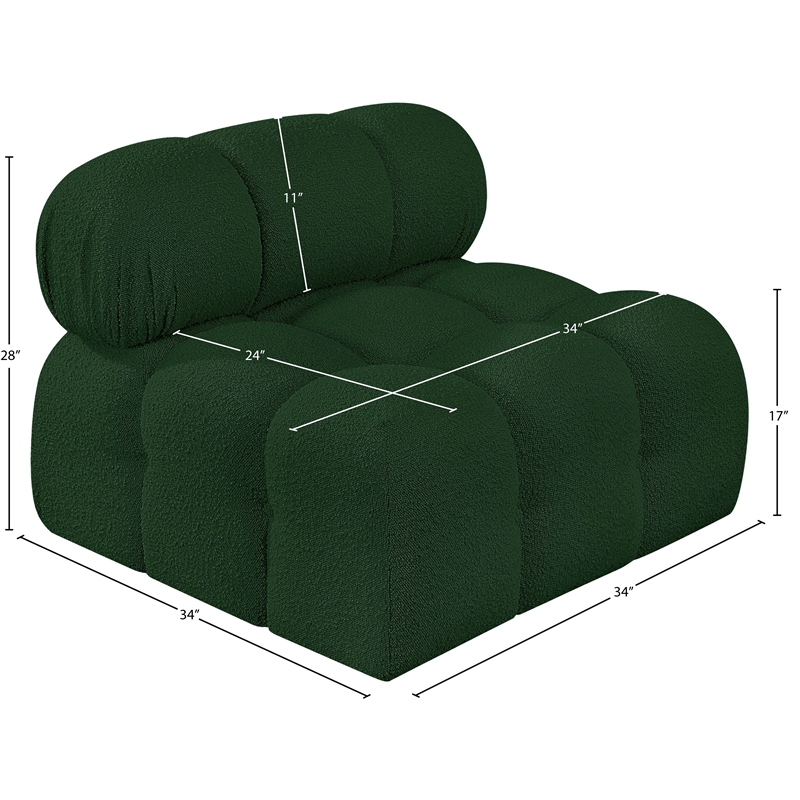 Meridian Furniture Ames Green Boucle Fabric Armless