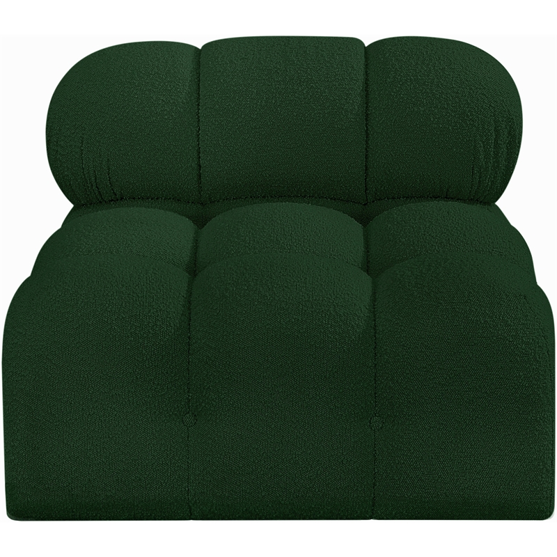 Meridian Furniture Ames Green Boucle Fabric Armless