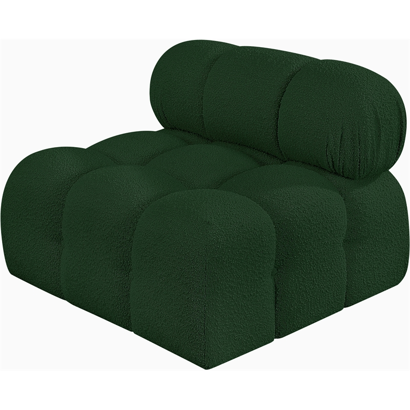 Meridian Furniture Ames Green Boucle Fabric Armless