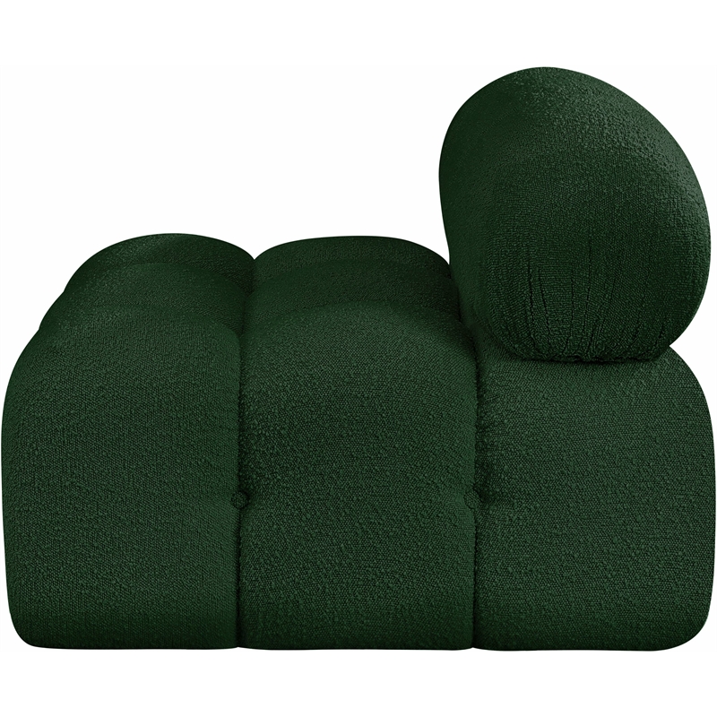 Meridian Furniture Ames Green Boucle Fabric Armless