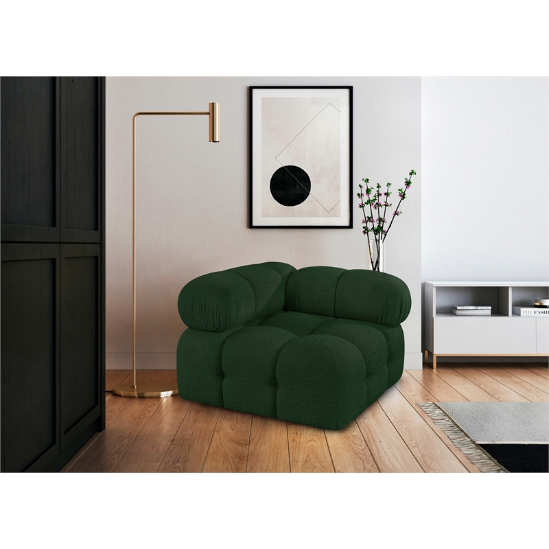 Meridian Furniture Ames Green Boucle Fabric Corner