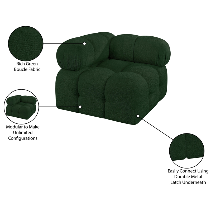 Meridian Furniture Ames Green Boucle Fabric Corner