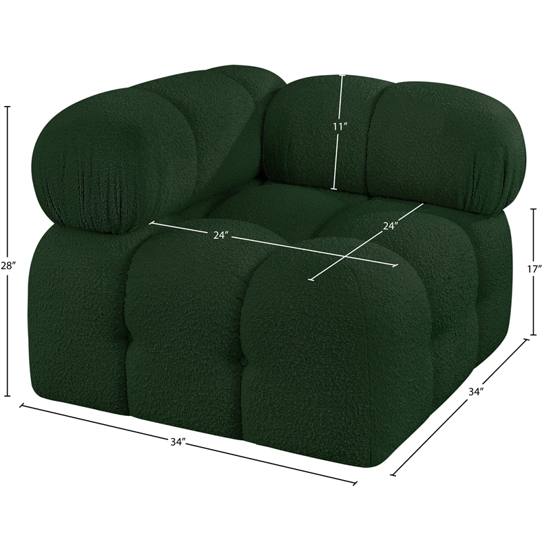 Meridian Furniture Ames Green Boucle Fabric Corner