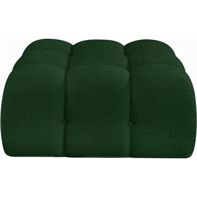 Meridian Furniture Ames Green Boucle Fabric Ottoman