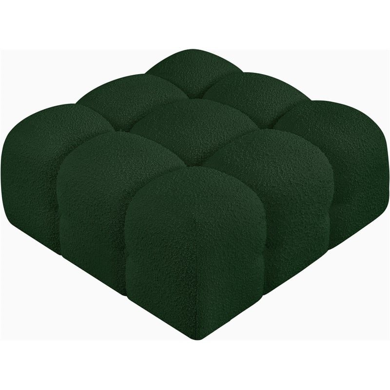 Meridian Furniture Ames Green Boucle Fabric Ottoman
