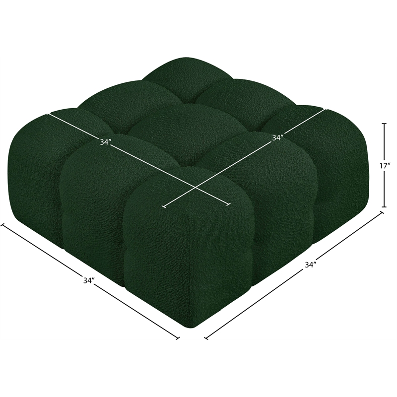 Meridian Furniture Ames Green Boucle Fabric Ottoman