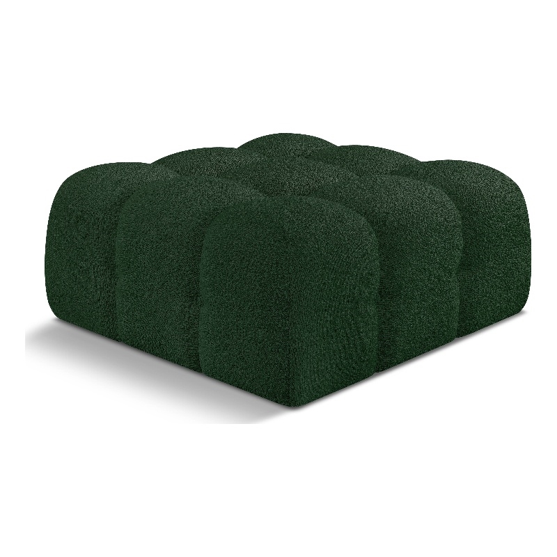Meridian Furniture Ames Green Boucle Fabric Ottoman