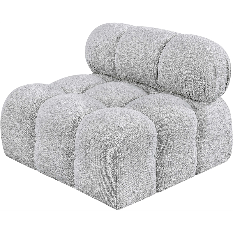 Meridian Furniture Ames Grey Boucle Fabric Armless