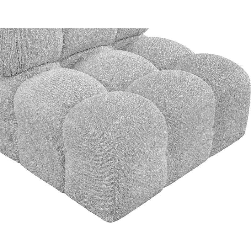 Meridian Furniture Ames Grey Boucle Fabric Armless