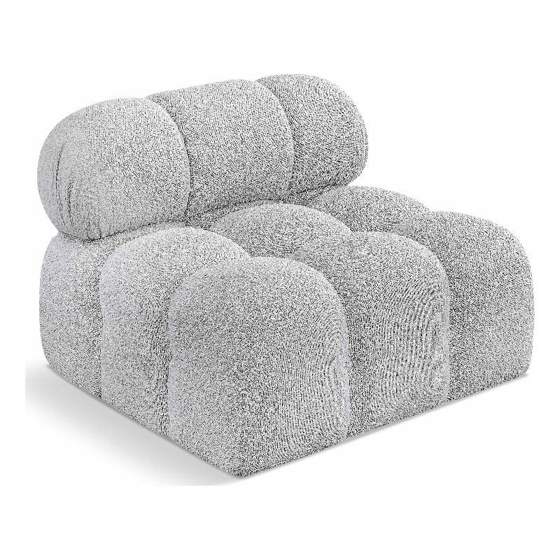 Meridian Furniture Ames Grey Boucle Fabric Armless
