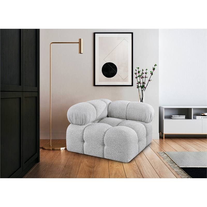 Meridian Furniture Ames Grey Boucle Fabric Corner