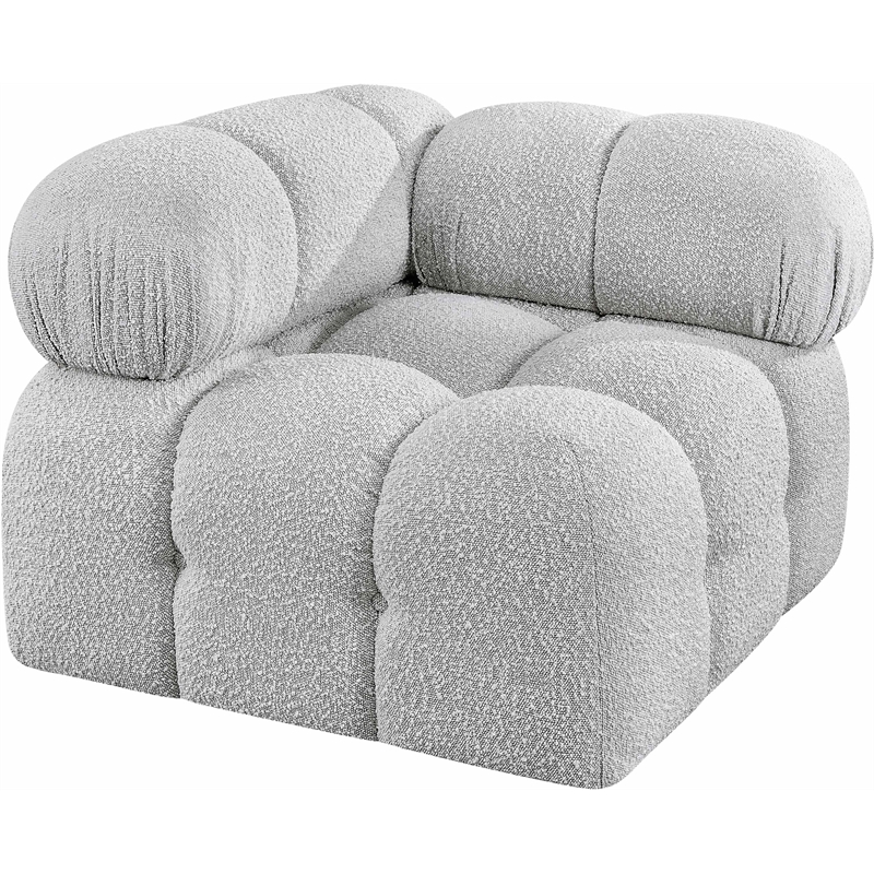 Meridian Furniture Ames Grey Boucle Fabric Corner