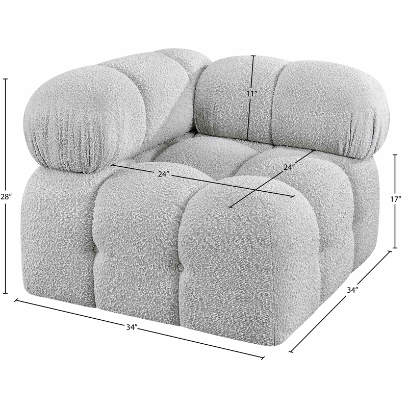 Meridian Furniture Ames Grey Boucle Fabric Corner