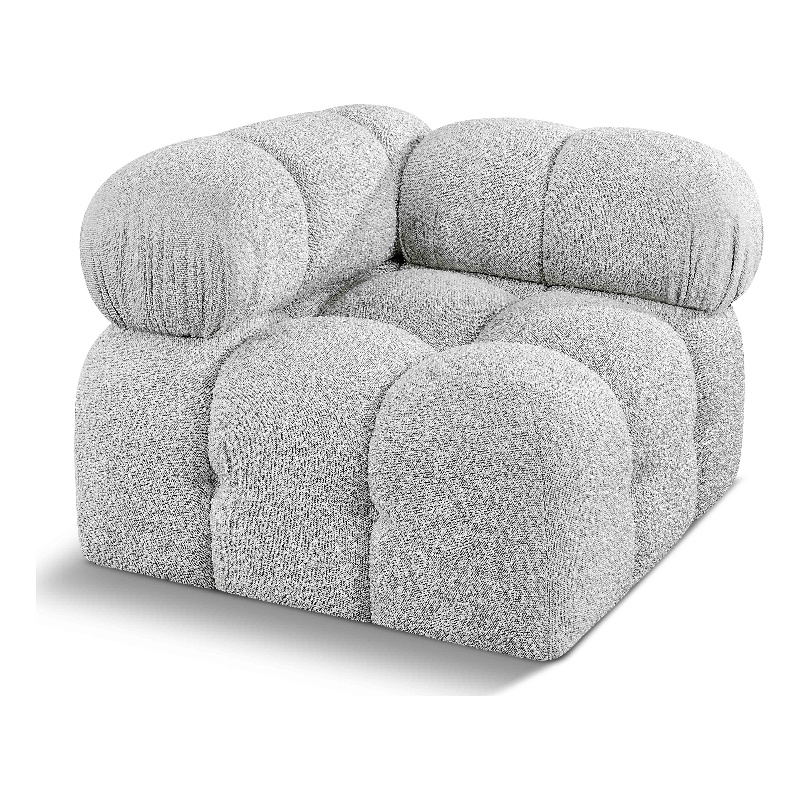 Meridian Furniture Ames Grey Boucle Fabric Corner